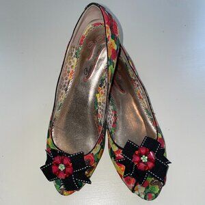 Poetic Licence Women's 8.5 Wonderful Day Floral Peep Toe Flats